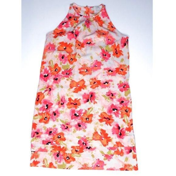 LOFT Orange Floral Shift Dress - Picture 6 of 7